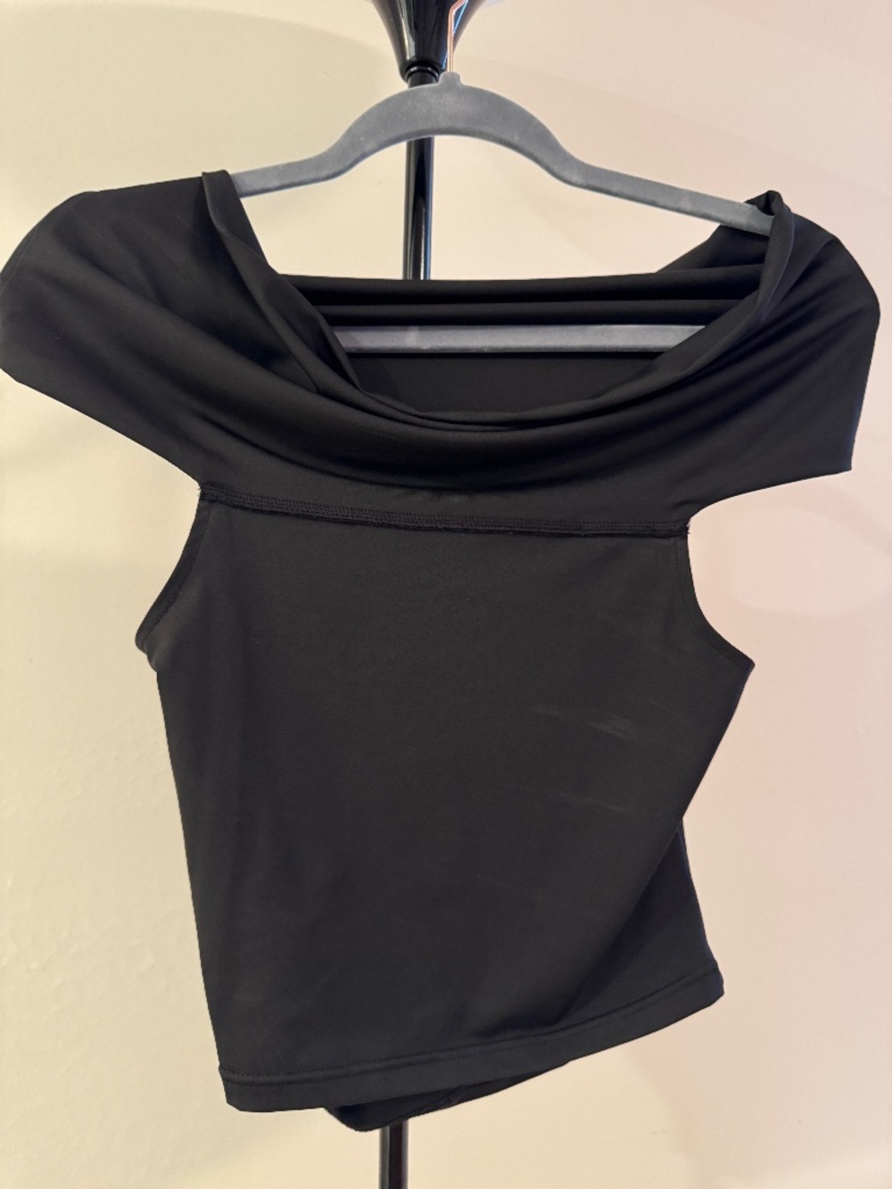 Black Off Shoulder Colourblock Cowl Neck Top